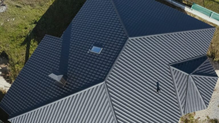 aerial view of metal roof