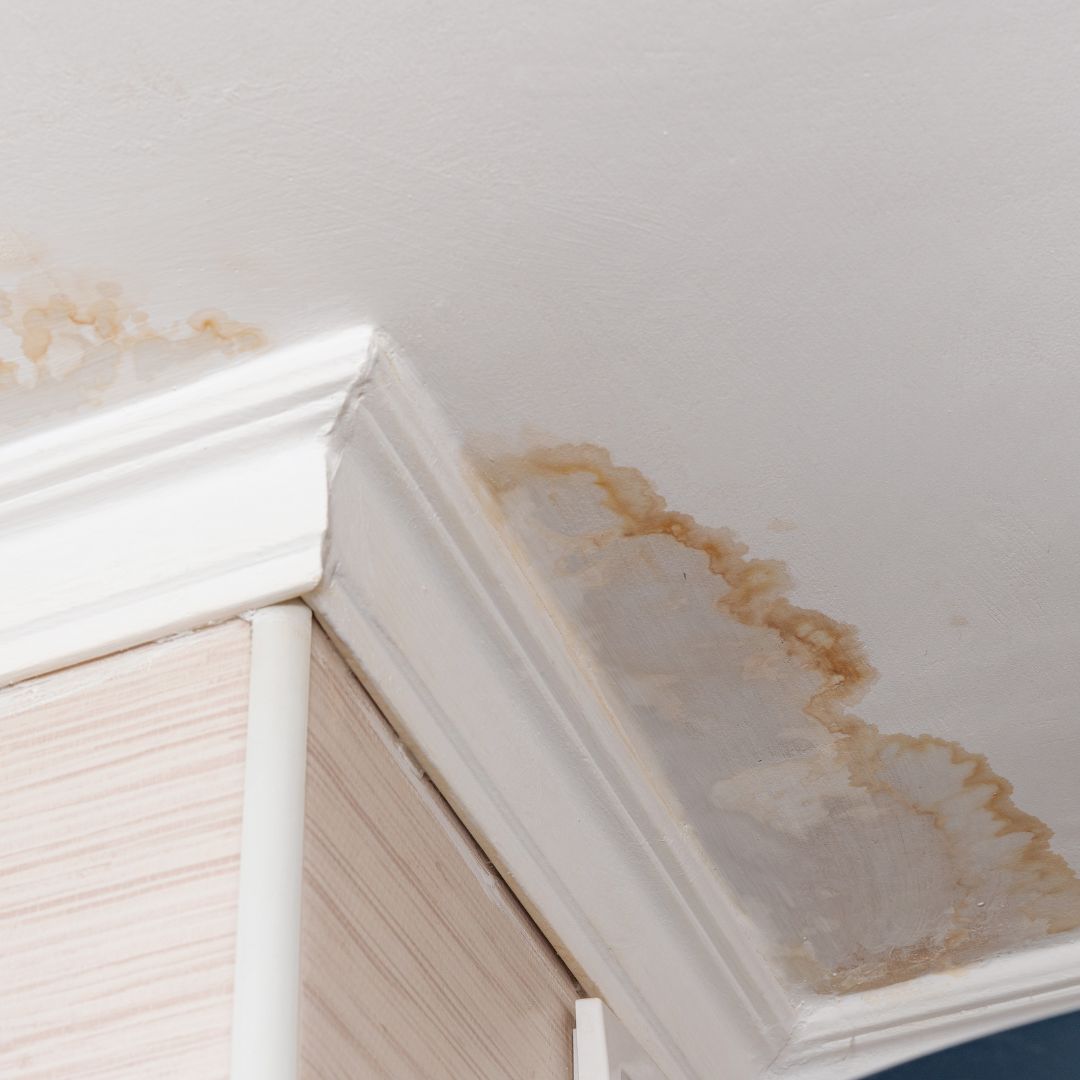 Interior water damage in a house