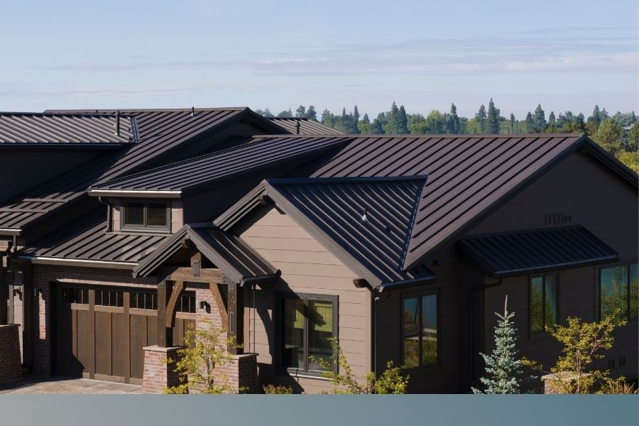 residential metal roof on large home