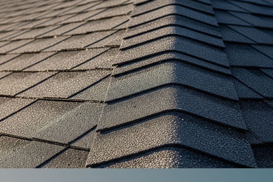 A detailed close-up of high-quality architectural shingles on a Greenbrier home, showcasing expert residential roofing installation.